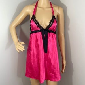 3/$20 Frederick's of Hollywood Pink Black Lace Slip, Sm